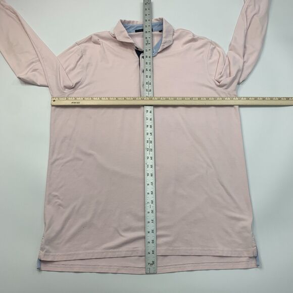 Greyson Polo Shirt Mens L Large Light Pink Long Sleeve Cotton Blend Ribbed Cuffs - Picture 7 of 10
